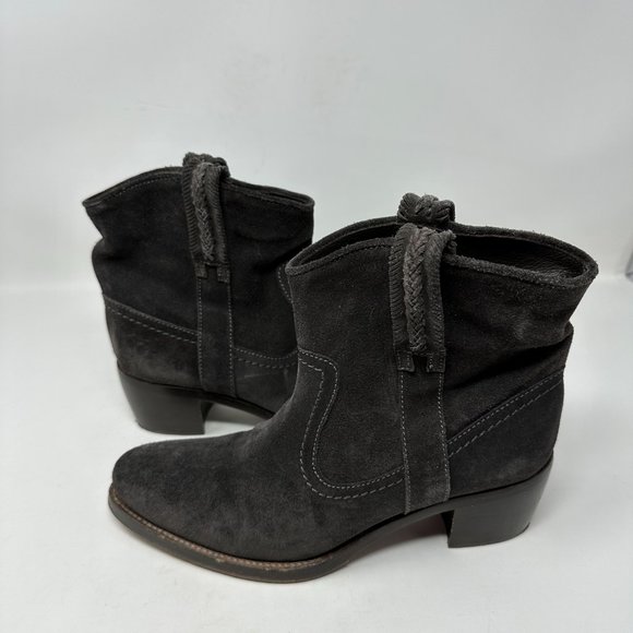 Franco Martini Western Booties Suede Taupe Gray Women's 8.5 - Picture 1 of 15